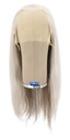 Woman Wig, 100% Hantied in Theatre Lace front, Synthetic Hair 55cm (152gr), color Grey