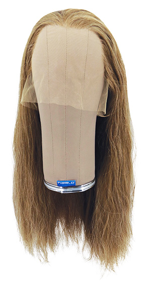 Woman Wig, 100% Full Hantied in Theatre Lace, Synthetic Hair 44-54cm (183gr), color Brown Grey