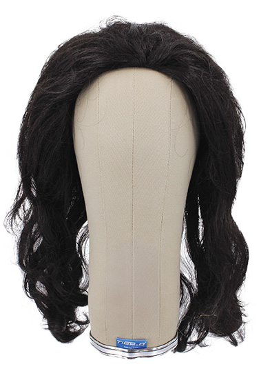 Woman Wig, Full Wefted in Hard Front, Synthetic Hair 39cm (173gr), color Black