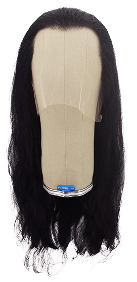Woman Wig, Back wefted Front Hantied in Theatre Lace front, Synthetic Hair 45-60cm (185gr), color Black