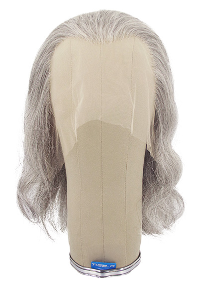 Woman Wig, 100% Hantied in Theatre Lace Front, Synthetic Hair 27cm (86gr), color Light Grey