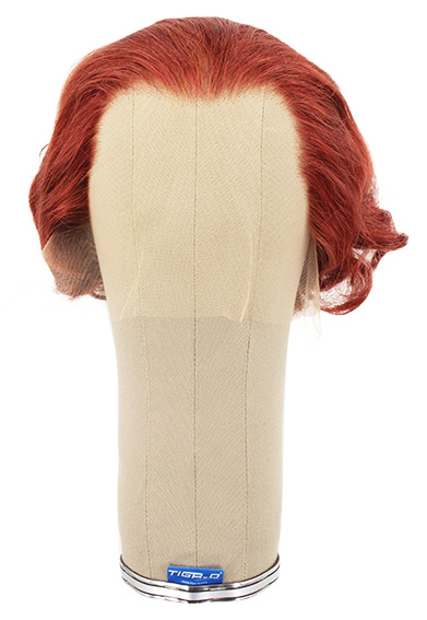 Woman Wig, Back wefted Front Hantied in Theatre Lace, Human Hair 18cm (85gr), color Medium Burgandy