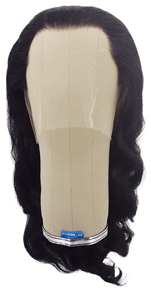 Woman Wig, Back wefted front hantied in Theatre Lace front, Synthetic Hair (180gr),style, color Black