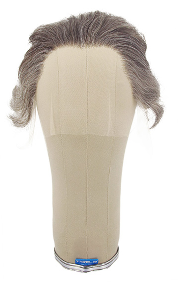 Man Wig, 100% Hantied in Theatre Lace, Synthetic Hair 2-11cm (36gr), color Medium Grey