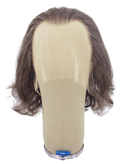 Man Wig, 100% Hantied in Theatre Lace, Synthetic Hair 18cm (50gr), color Grey