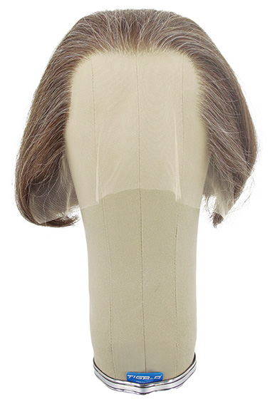 Woman Wig, Back wefted front hantied in Theatre Lace, Synthetic Hair 21cm (80gr), color Brown Grey