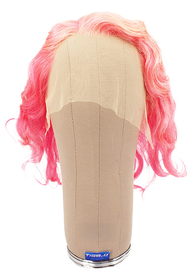 Woman Wig, 100% Hantied in Theatre lace, Human Hair 24cm (66 gr), color Custom Pink