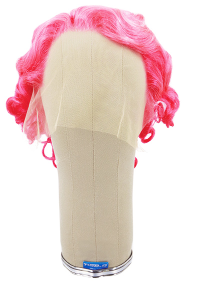 Woman Wig, 100% hantied in Theatre lace front, Human Hair (64gr), style, color Pink