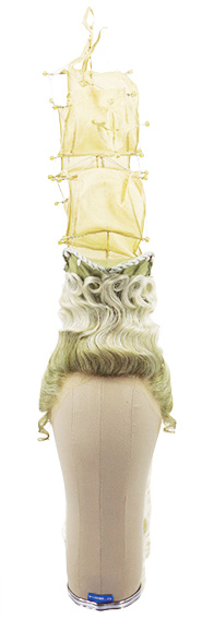 Woman Wig, Back wefted front handtied in film lace front with cage, Human Hair (526gr) style, color Light Green