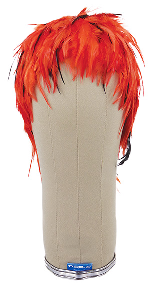 Chicken Feather Wig, Handmade, (29gr) style, color Orange, Headsize 56 cm