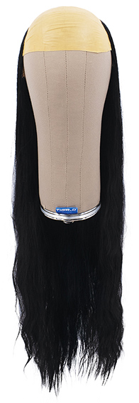 Custom Bald Wig on PU, 100% Handtied, Synthetic hair 70-75cm (192gr) color Black