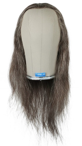 [SW-SR-ATB-F-1810-29] Filmperücke 100% handgeknüpft mit Tüllansatz - Euro Haar 45cm Dunkelgrau  