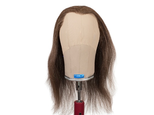 [TW-SR-ATB-T-YHT12] Theaterperücke 100% handgeknüpft mit Tüllansatz - Büffelhaar 38cm Braun