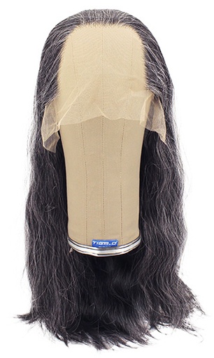 [ATB-REF-00126] Woman Wig, Back wefted Front Hantied in Theatre Lace, Synthetic Hair 55cm (212gr), color Grey