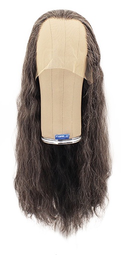 [ATB-REF-00130] Woman Wig, Back wefted Front Hantied in Theatre Lace, Synthetic Hair 62cm (221gr), color Grey