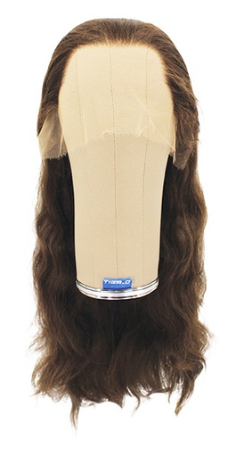 [ATB-REF-00153] Woman Wig, Back wefted Front Hantied in Theatre Lace, Synthetic Hair 60cm (186gr), color Dark Brown