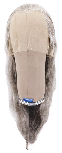 [ATB-REF-00158] Woman Wig, Back wefted Front Hantied in Theatre Lace, Synthetic Hair 59-70cm (160gr), color Grey