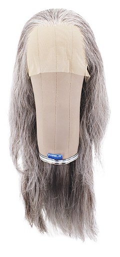 [ATB-REF-00183] Woman Wig, Back wefted Front Hantied in Theatre China Lace, Synthetic Hair 45-61cm (202 gr), color Grey