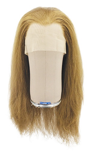 [ATB-REF-00199] Woman Wig, 100% Hantied in Theatre China Lace, Synthetic Hair 45-48cm (133gr), color Medium Brown