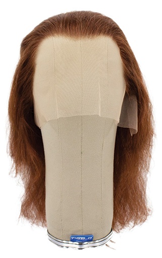 [ATB-REF-00419] Woman Wig, Back wefted Front Hantied in Theatre China Lace, Human Hair 27-30cm (115gr), color Custom Red Brown