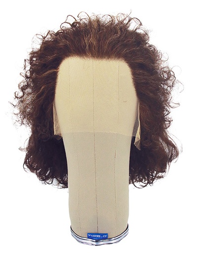 [ATB-REF-00455] Woman Wig, Back Wefted front Hantied in Theatre Lace Front, Synthetic Hair 15-30cm (92gr), color Brown