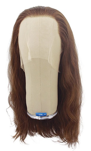 [ATB-REF-00458] Woman Wig, 100% Hantied in Theatre Lace, Synthetic Hair 40-55cm (153gr), color Brown
