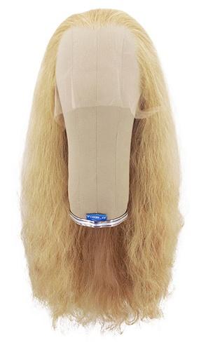 [ATB-REF-00466] Woman Wig, Back Wefted front Hantied in Theatre Lace Front, Synthetic Hair 60cm (219gr), color Light Blond
