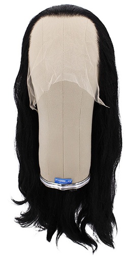 [ATB-REF-00508] Woman Wig, Back wefted Front Hantied in Theatre Lace front, Synthetic Hair (100gr), style, color Black