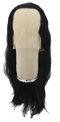 [ATB-REF-00509] Woman Wig, Back wefted Front Hantied in Theatre Lace front, Synthetic Hair 54cm (202gr), color Black