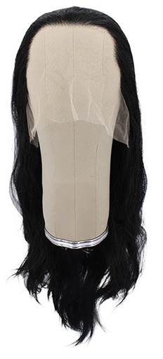 [ATB-REF-00593] Woman Wig, Back wefted front hantied in Theatre Lace front, Synthetic Hair (180gr), color Black 