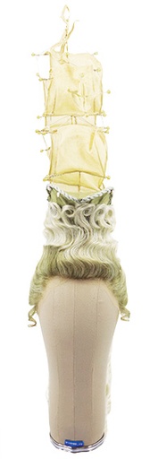 [ATB-REF-00610] Woman Wig, Back wefted front handtied in film lace front with cage, Human Hair (526gr) style, color Light Green
