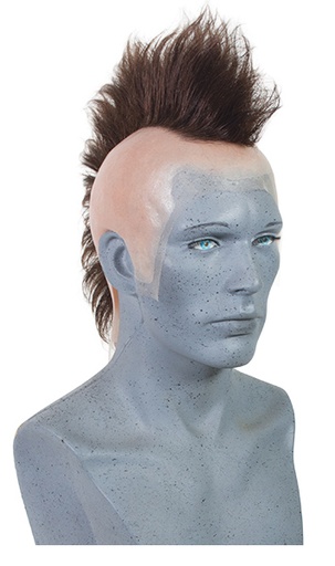ATB Silicone Bald Cap with Mohawk, Synthetic Hair. 