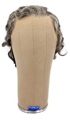 [ATB-REF-00161] Herrenperücke, 100% Handgeknüpft in Theatertüll, Echthaar 20cm/7.8inch , Dunkelgrau