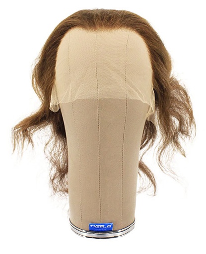 [ATB-REF-00102] Damenperücke, 100% Handgeknüpft in Theater Ansatztüll, Büffelhaar, 22-28cm (8.6-11inch), Mittelbraun