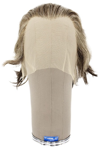 [ATB-REF-00046] Woman Wig, Back Wefted Front Handtied in Theatre Frontlace, Human Hair,  4.7inch/12cm, Brown Grey
