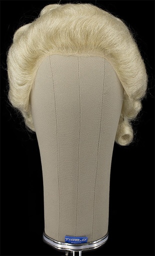 [ATB-REF-00026] Woman Wig, Back Wefted Front Handtied in Theatre Lace, Yak Hair, Styled, Light Pearl Blond