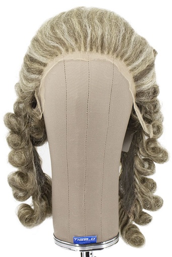 [ATB-REF-00052] Woman Wig, 100% Handtied in Theatre Lace with 2 Pcs Rococo Side Panel, Yak Hair, Styled, Dark Grey