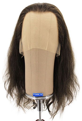 [ATB-REF-00561] Damenperücke, 100% Handgeknüpft in Theater Ansatztüll, Echthaar, 34-43cm (13.4-16.9inch), Dunkel Grau 