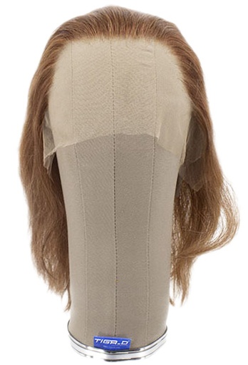 [ATB-REF-00598] Damenperücke Ansatztüll, Voll Tressiert in Baumwolletüll, Echthaar, 45cm/17inch,  Braun