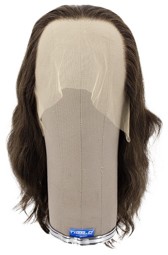 [ATB-REF-00565] Damenperücke, Hinterkopf, Ansatzhandgeknüpft mit Theater Tüllansatz, Echthaar 25cm (101gr), Mittel Braun